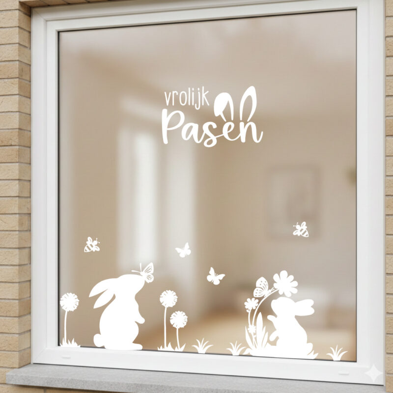 Raamstickers Konijntjes in gras