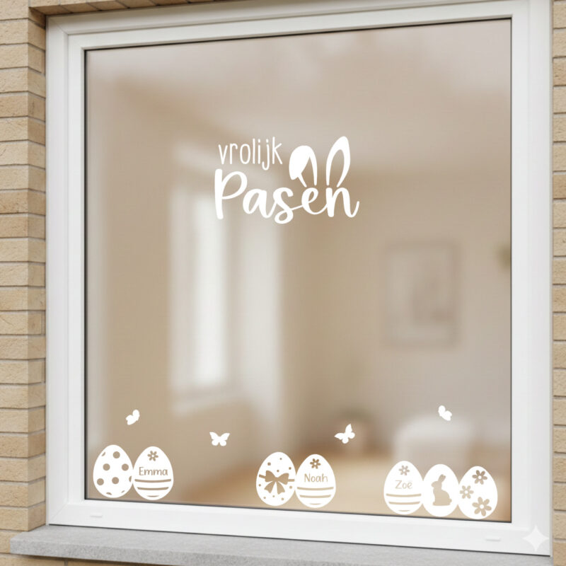Raamstickers Paaseitjes met naam